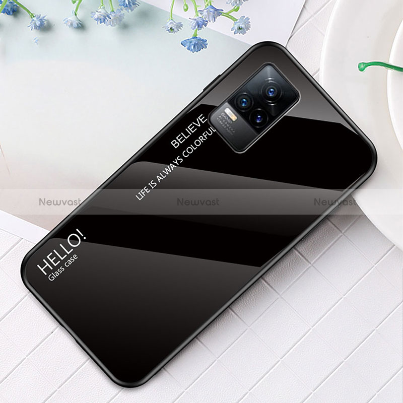 Silicone Frame Mirror Rainbow Gradient Case Cover LS4 for Vivo V21e 4G Black