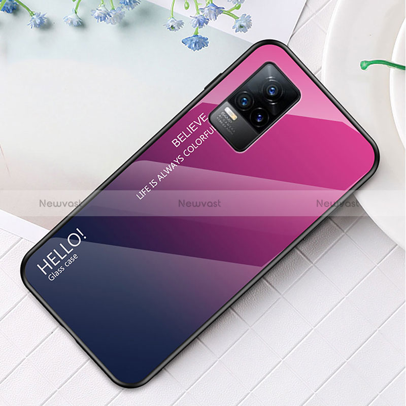 Silicone Frame Mirror Rainbow Gradient Case Cover LS4 for Vivo Y73 (2021)