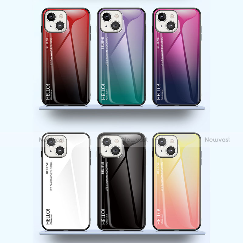 Silicone Frame Mirror Rainbow Gradient Case Cover M01 for Apple iPhone 13