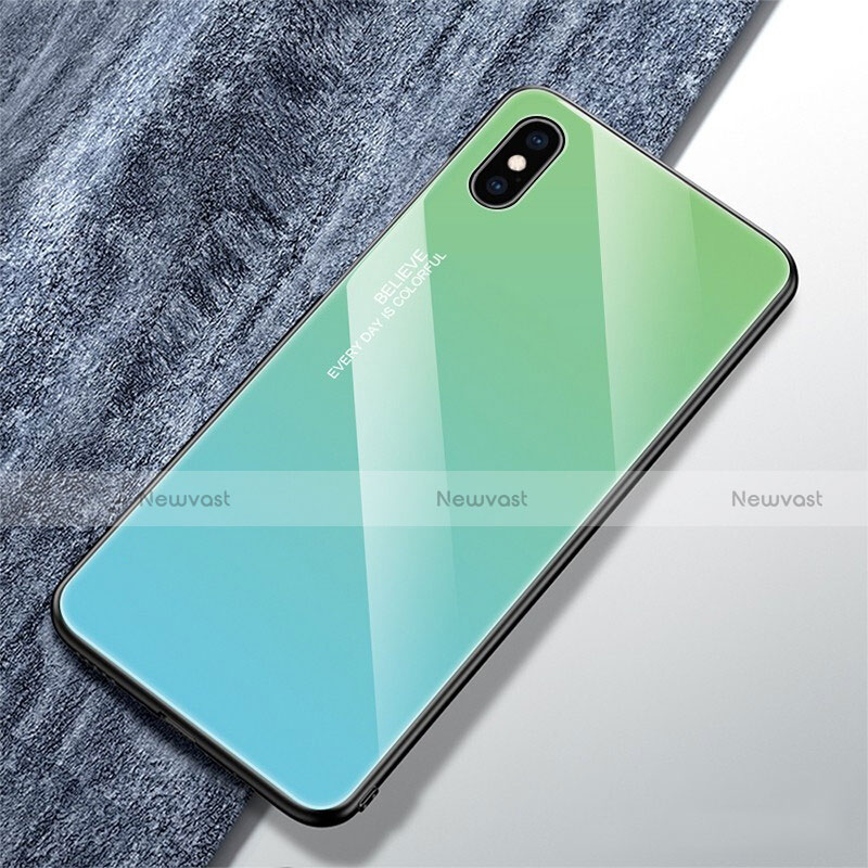 Silicone Frame Mirror Rainbow Gradient Case Cover M01 for Apple iPhone Xs Max