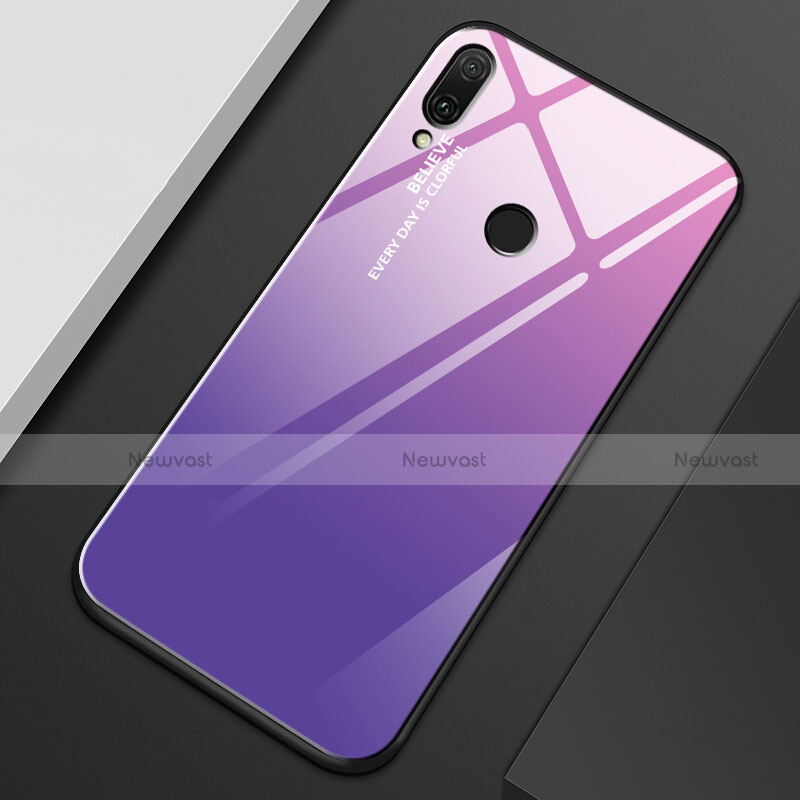 Silicone Frame Mirror Rainbow Gradient Case Cover M01 for Huawei Enjoy 9 Plus Purple