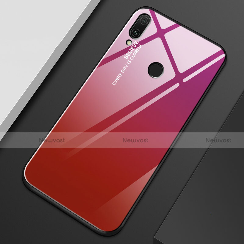 Silicone Frame Mirror Rainbow Gradient Case Cover M01 for Huawei Enjoy 9 Plus Red