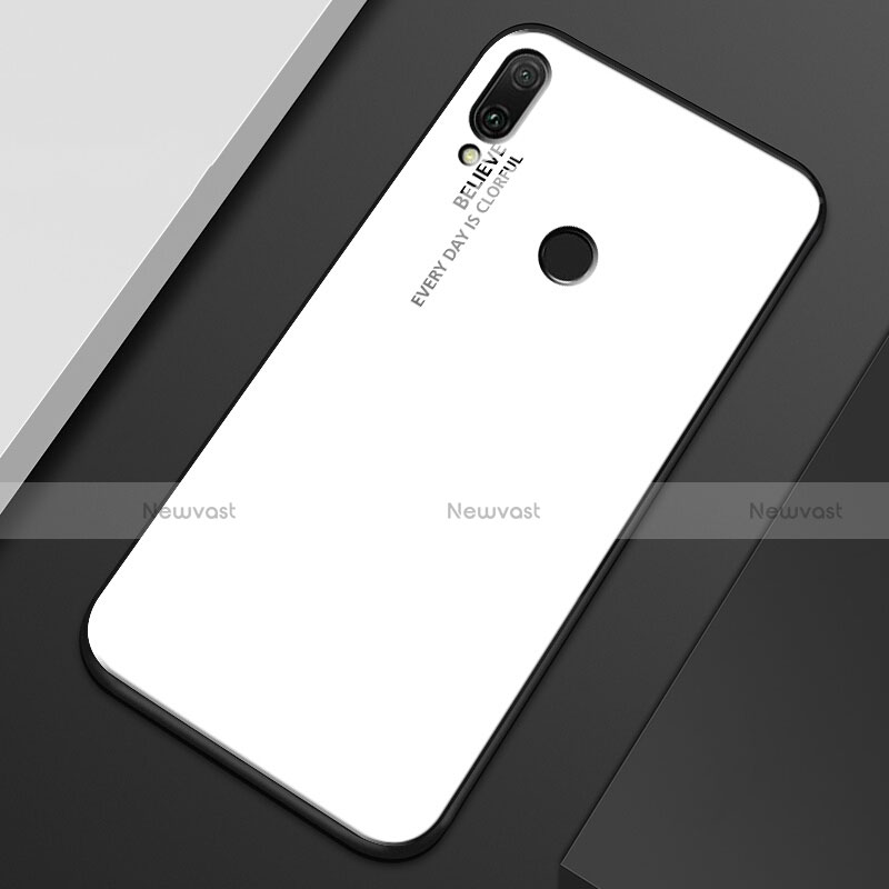 Silicone Frame Mirror Rainbow Gradient Case Cover M01 for Huawei Enjoy 9 Plus White