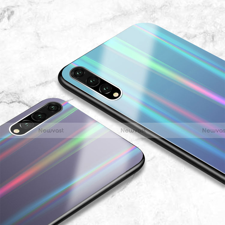 Silicone Frame Mirror Rainbow Gradient Case Cover M01 for Huawei P20 Pro