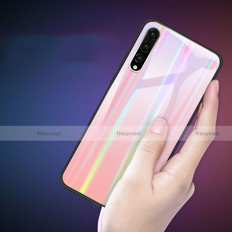 Silicone Frame Mirror Rainbow Gradient Case Cover M01 for Huawei P20 Pro