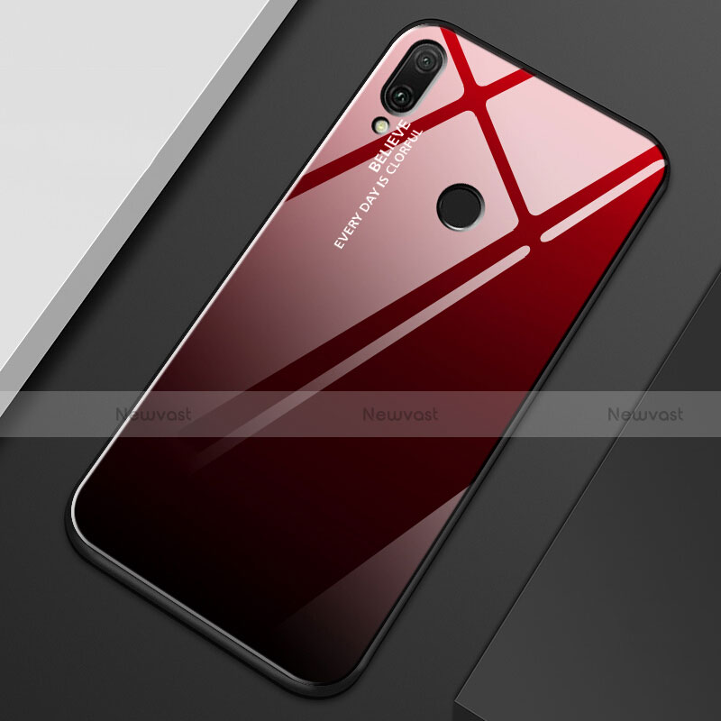 Silicone Frame Mirror Rainbow Gradient Case Cover M01 for Huawei Y9 (2019) Red and Black