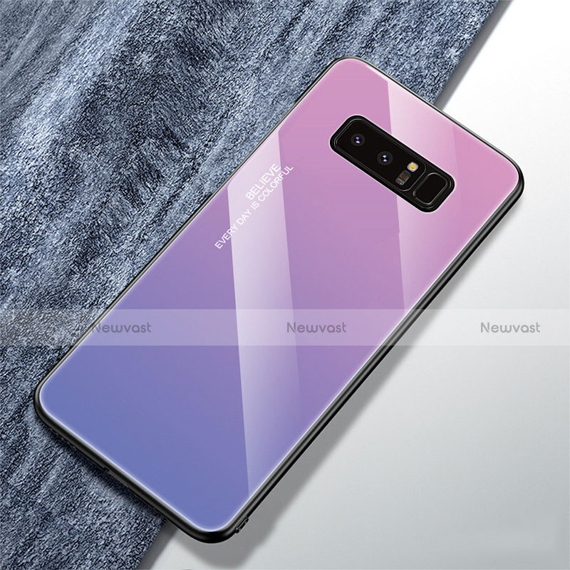 Silicone Frame Mirror Rainbow Gradient Case Cover M01 for Samsung Galaxy Note 8 Purple