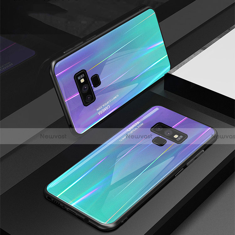 Silicone Frame Mirror Rainbow Gradient Case Cover M01 for Samsung Galaxy Note 9