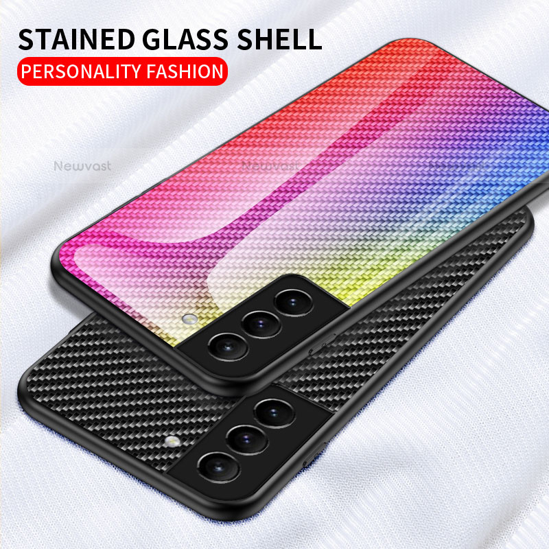 Silicone Frame Mirror Rainbow Gradient Case Cover M01 for Samsung Galaxy S22 5G