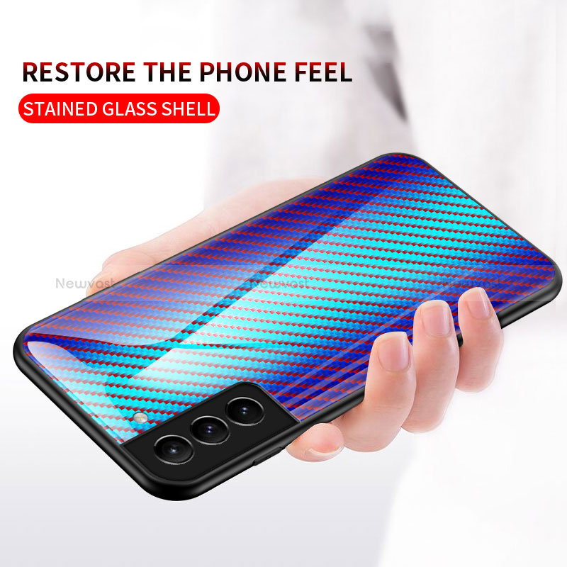 Silicone Frame Mirror Rainbow Gradient Case Cover M01 for Samsung Galaxy S22 Plus 5G