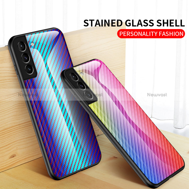 Silicone Frame Mirror Rainbow Gradient Case Cover M01 for Samsung Galaxy S24 Plus 5G