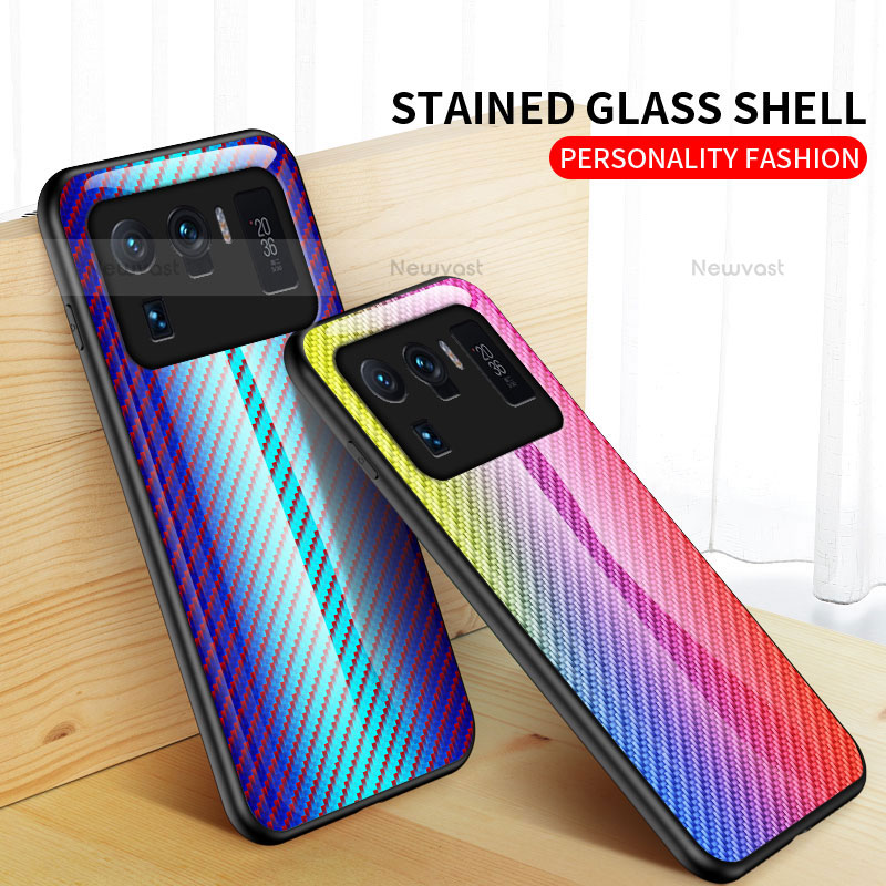 Silicone Frame Mirror Rainbow Gradient Case Cover M01 for Xiaomi Mi 11 Ultra 5G