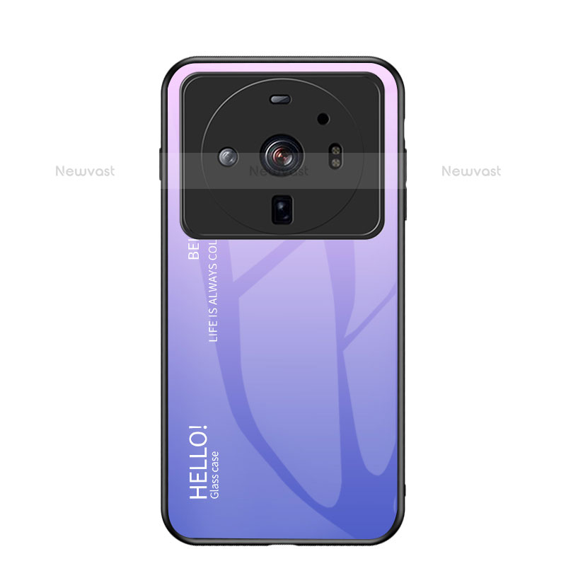 Silicone Frame Mirror Rainbow Gradient Case Cover M01 for Xiaomi Mi 12S Ultra 5G Clove Purple