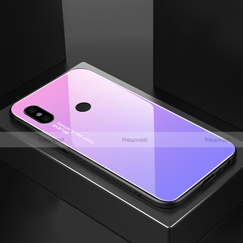 Silicone Frame Mirror Rainbow Gradient Case Cover M01 for Xiaomi Mi 6X Purple