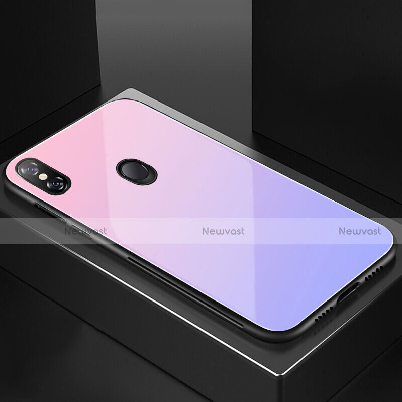 Silicone Frame Mirror Rainbow Gradient Case Cover M01 for Xiaomi Mi 8 Purple