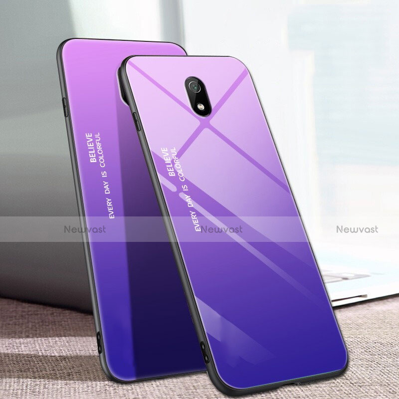 Silicone Frame Mirror Rainbow Gradient Case Cover M01 for Xiaomi Redmi 8A Purple