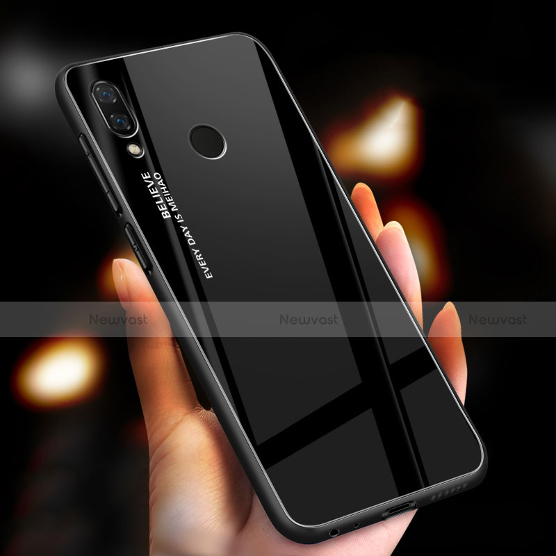 Silicone Frame Mirror Rainbow Gradient Case Cover M01 for Xiaomi Redmi Note 7 Black