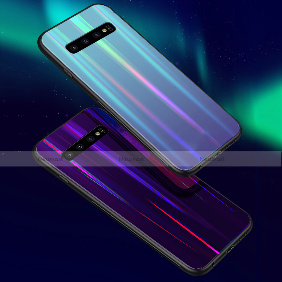 Silicone Frame Mirror Rainbow Gradient Case Cover M02 for Samsung Galaxy S10