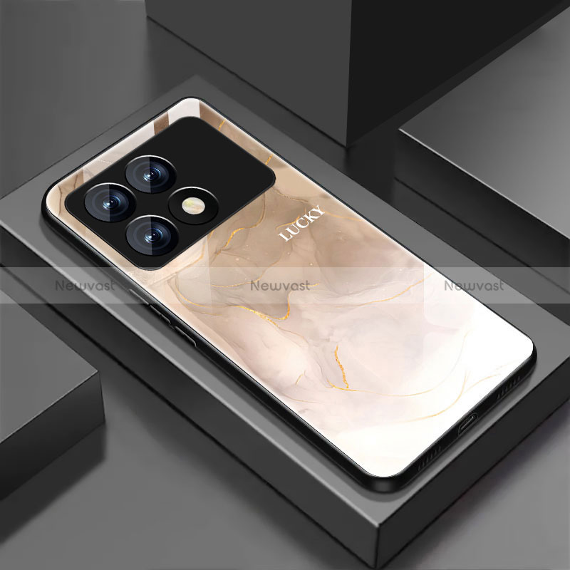 Silicone Frame Mirror Rainbow Gradient Case Cover P01 for Xiaomi Redmi K70 5G Gold