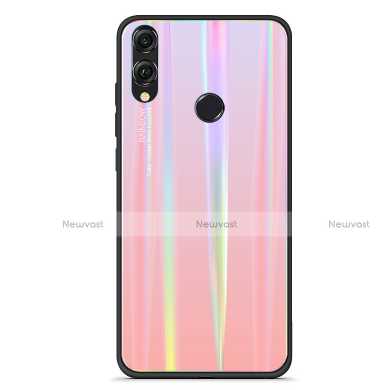 Silicone Frame Mirror Rainbow Gradient Case Cover R01 for Huawei Honor 8X Rose Gold