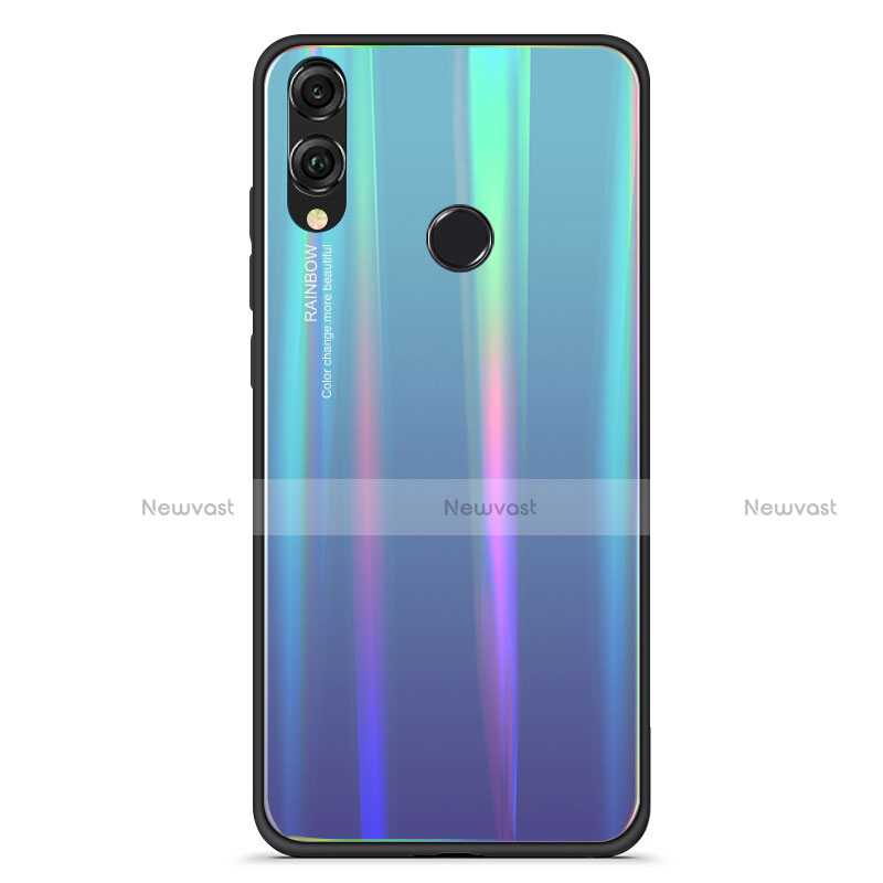 Silicone Frame Mirror Rainbow Gradient Case Cover R01 for Huawei Honor V10 Lite Blue