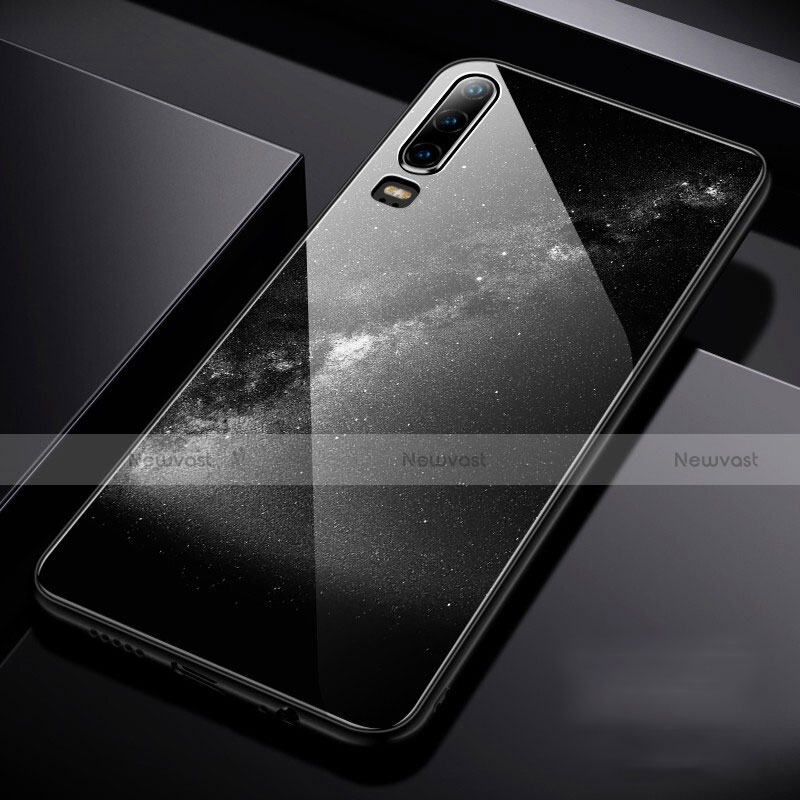 Silicone Frame Starry Sky Mirror Case Cover for Huawei P30 Black