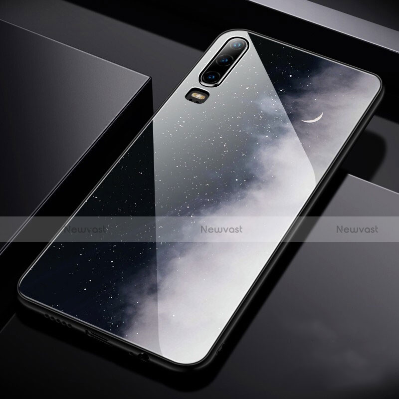 Silicone Frame Starry Sky Mirror Case Cover for Huawei P30 White