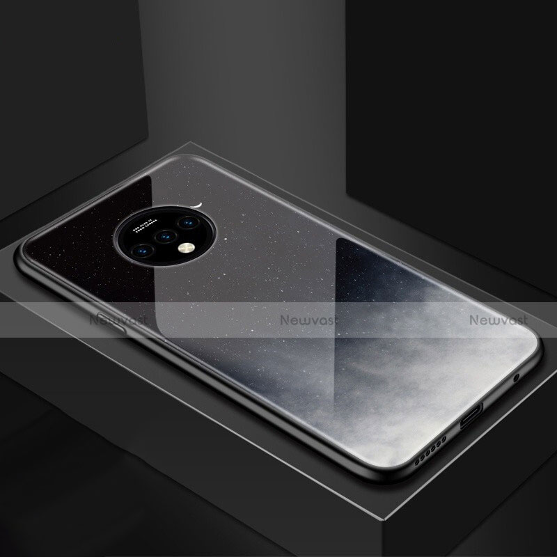 Silicone Frame Starry Sky Mirror Case Cover for OnePlus 7T Gray