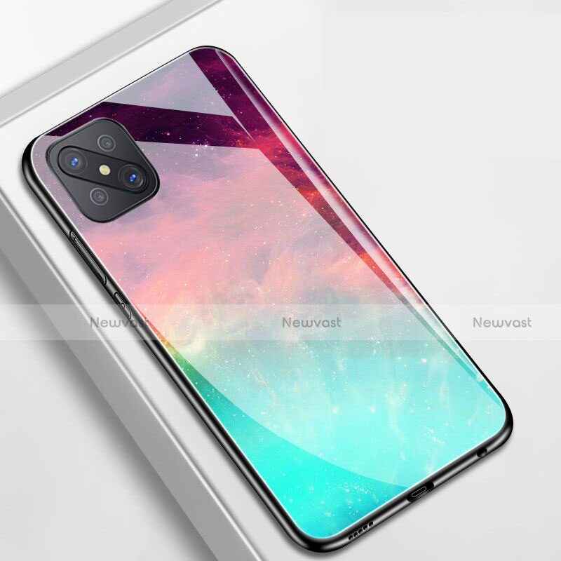 Silicone Frame Starry Sky Mirror Case Cover for Oppo A92s 5G Red