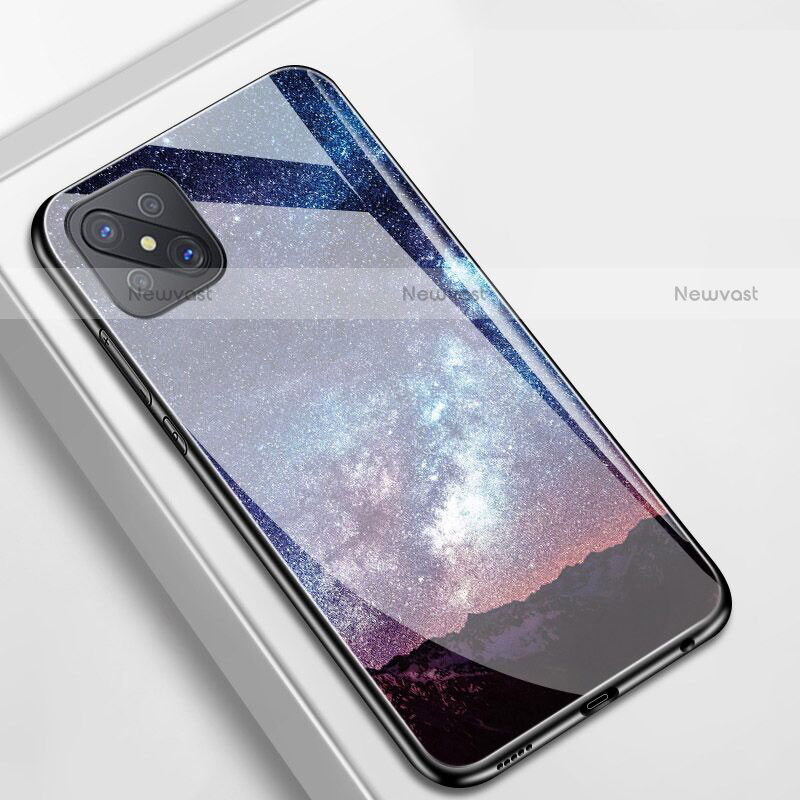 Silicone Frame Starry Sky Mirror Case Cover for Oppo Reno4 Z 5G Mixed