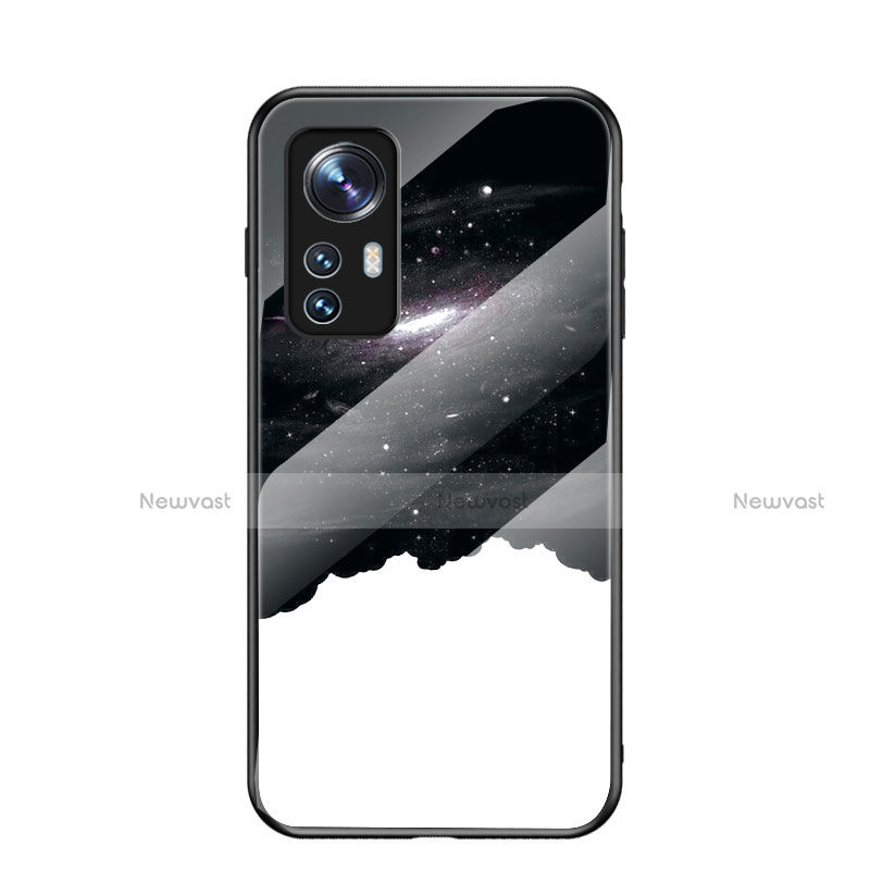 Silicone Frame Starry Sky Mirror Case Cover for Xiaomi Mi 12 5G White