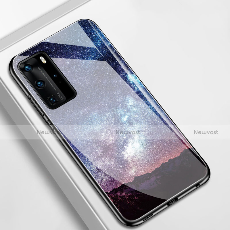 Silicone Frame Starry Sky Mirror Case Cover S01 for Huawei P40 Pro Purple