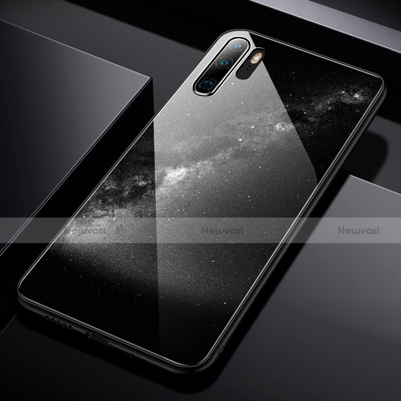 Silicone Frame Starry Sky Mirror Case for Huawei P30 Pro New Edition Dark Gray