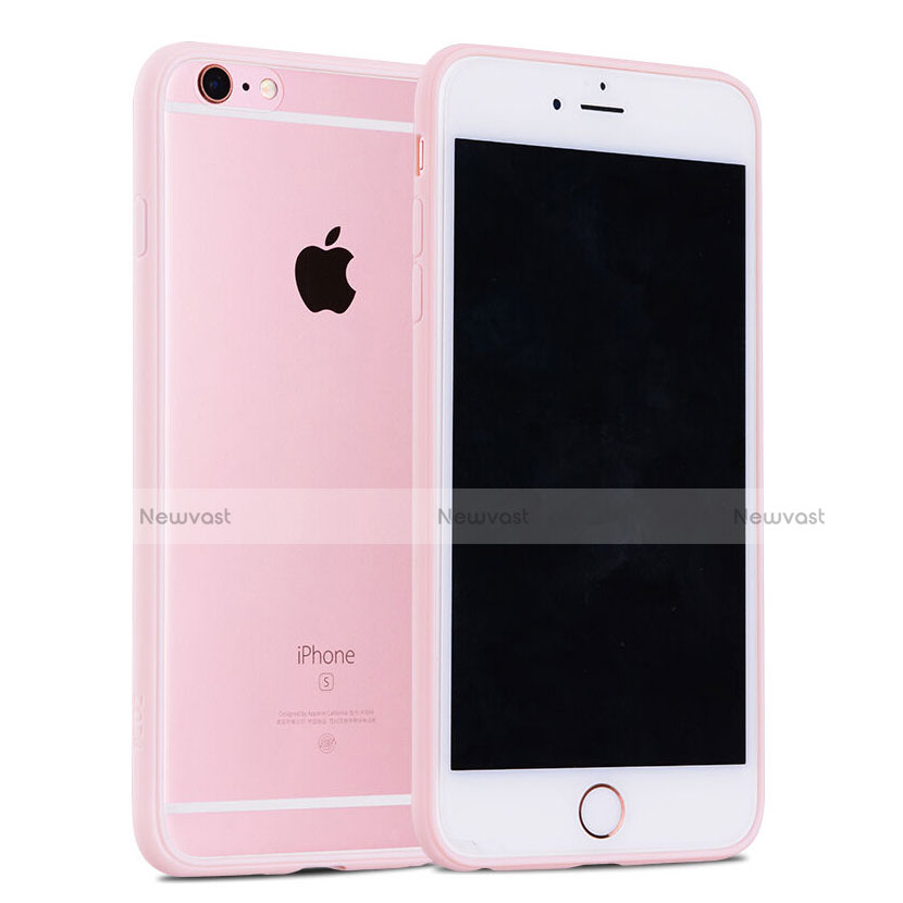 Silicone Frame Transparent Case for Apple iPhone 6S Plus Pink