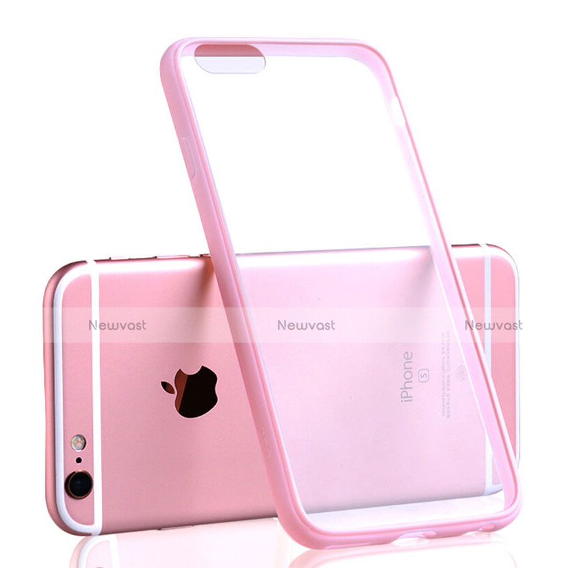 Silicone Frame Transparent Case for Apple iPhone 6S Plus Pink