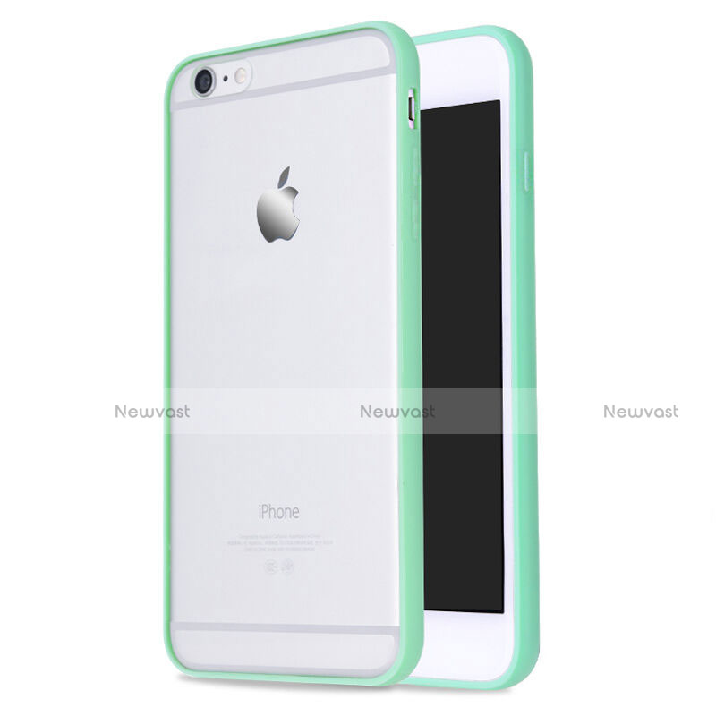 Silicone Gel Transparent Matte Finish Frame Cover for Apple iPhone 6 Plus Green