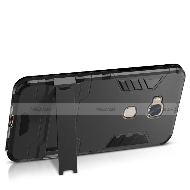 Silicone Matte Finish and Plastic Back Case with Stand for Huawei Honor Play 5X Black