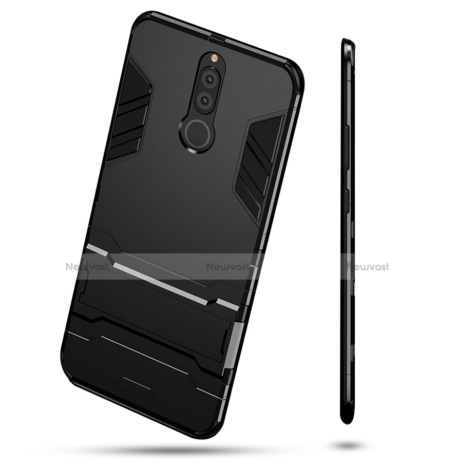 Silicone Matte Finish and Plastic Back Case with Stand for Huawei Nova 2i Black