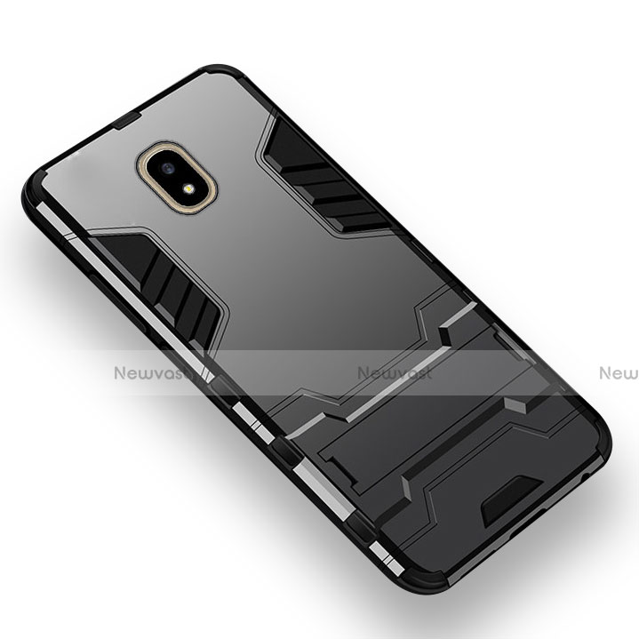 Silicone Matte Finish and Plastic Back Case with Stand for Samsung Galaxy J5 (2017) Duos J530F Black