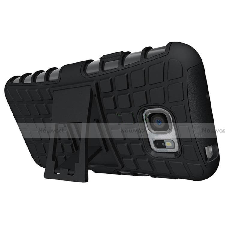 Silicone Matte Finish and Plastic Back Case with Stand for Samsung Galaxy S7 Active G891A Black