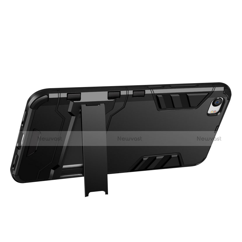 Silicone Matte Finish and Plastic Back Case with Stand for Xiaomi Mi 5 Black