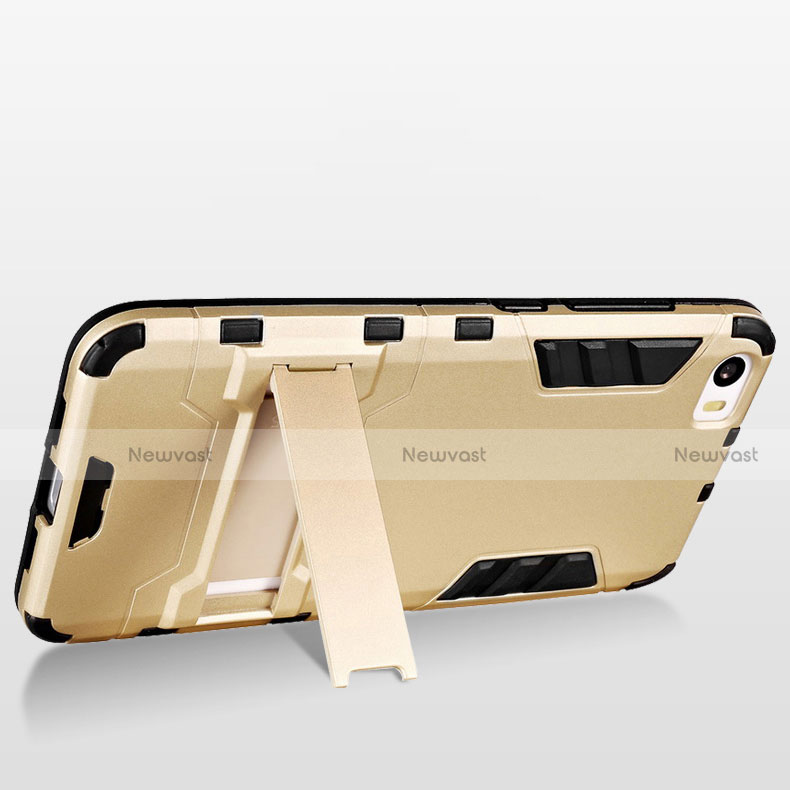 Silicone Matte Finish and Plastic Back Case with Stand for Xiaomi Mi 5 Gold