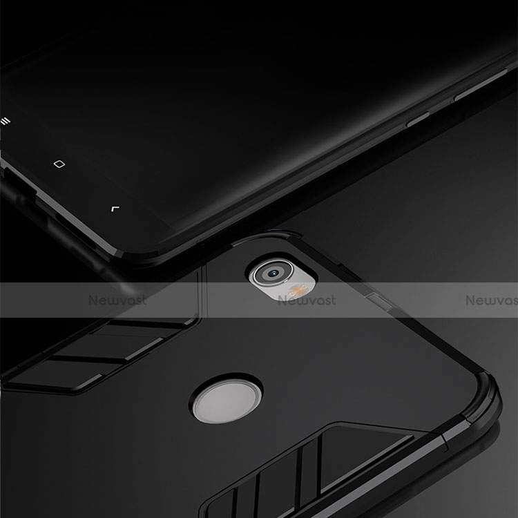 Silicone Matte Finish and Plastic Back Case with Stand for Xiaomi Redmi Y1 Black