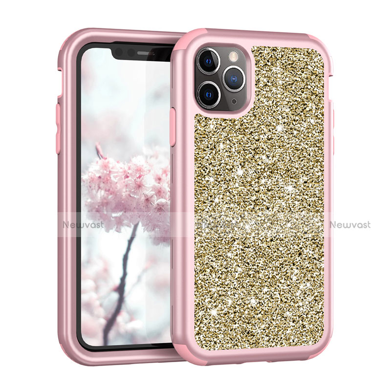 Silicone Matte Finish and Plastic Back Cover Case 360 Degrees Bling-Bling for Apple iPhone 11 Pro