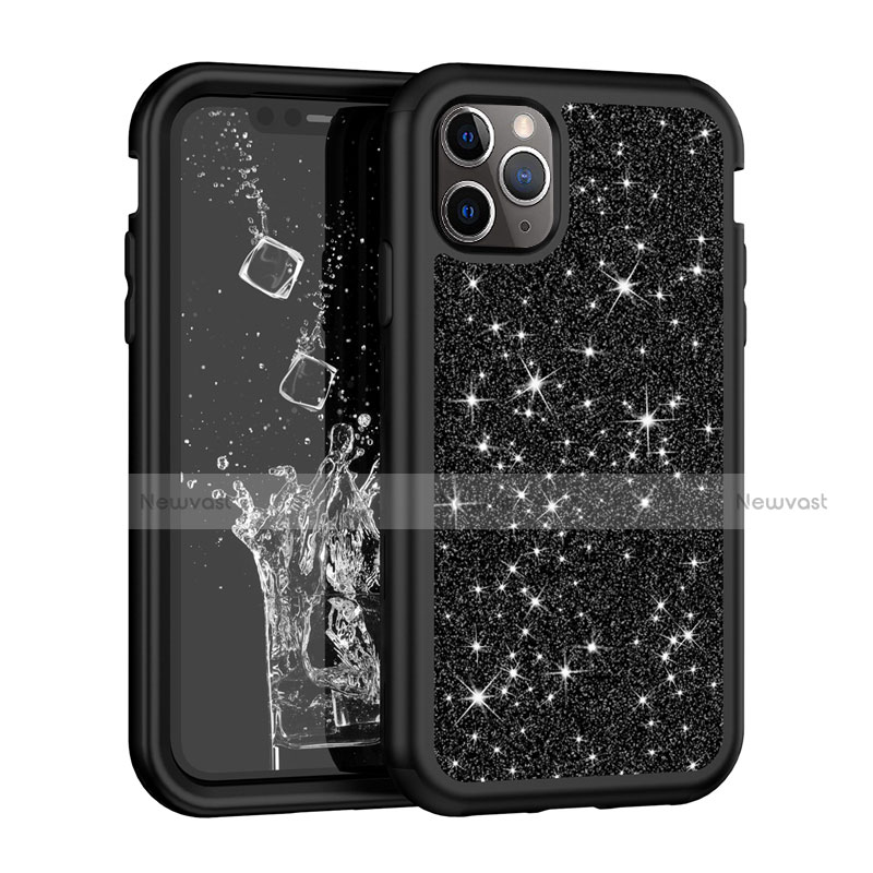 Silicone Matte Finish and Plastic Back Cover Case 360 Degrees Bling-Bling for Apple iPhone 11 Pro Max Black