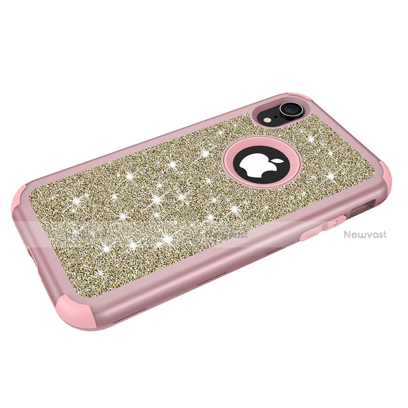 Silicone Matte Finish and Plastic Back Cover Case 360 Degrees Bling-Bling for Apple iPhone XR