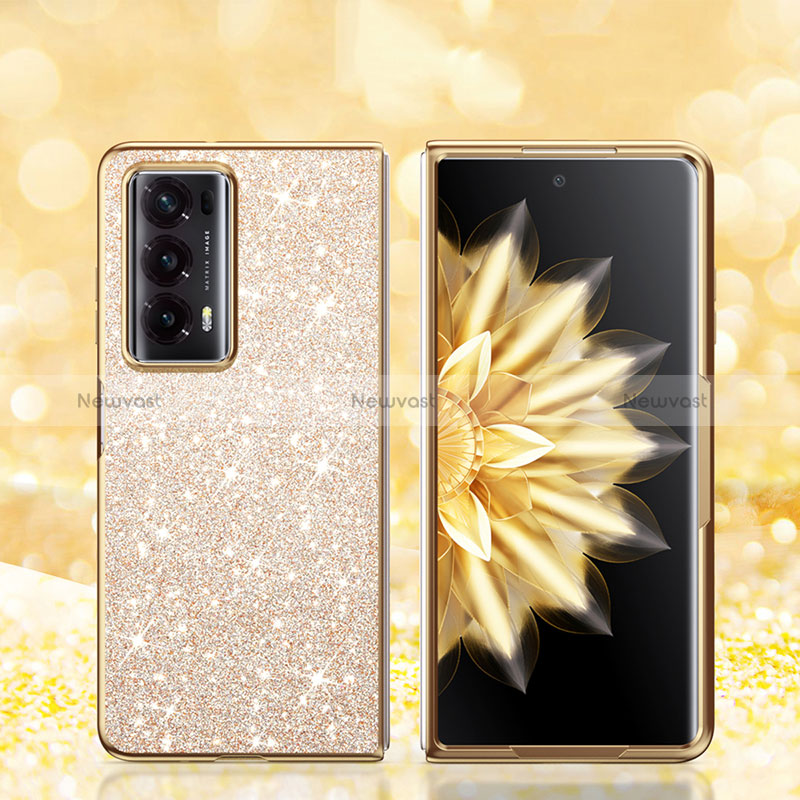 Silicone Matte Finish and Plastic Back Cover Case 360 Degrees Bling-Bling for Huawei Honor Magic V2 5G Gold