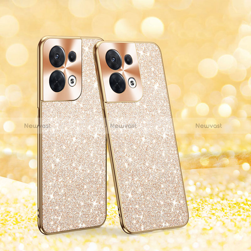 Silicone Matte Finish and Plastic Back Cover Case 360 Degrees Bling-Bling for Oppo Reno8 5G