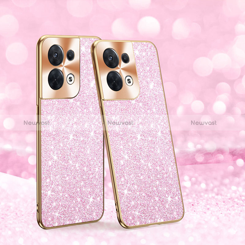 Silicone Matte Finish and Plastic Back Cover Case 360 Degrees Bling-Bling for Oppo Reno8 5G