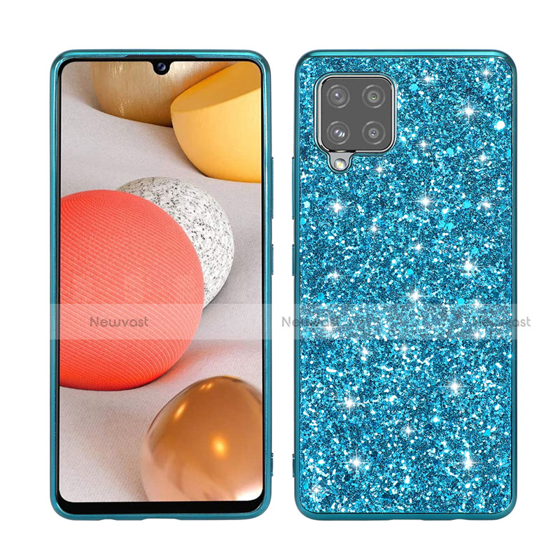 Silicone Matte Finish and Plastic Back Cover Case 360 Degrees Bling-Bling for Samsung Galaxy A42 5G Sky Blue